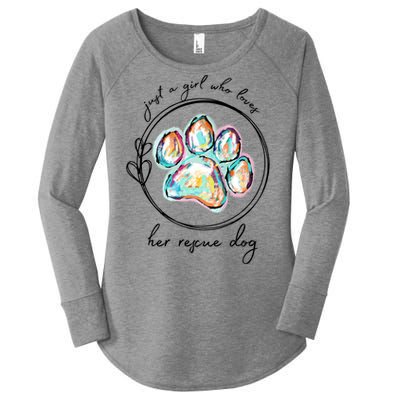 Just A Girl Who Loves Her Rescue Dog Gift Women's Perfect Tri Tunic Long Sleeve Shirt