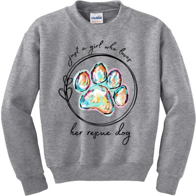 Just A Girl Who Loves Her Rescue Dog Gift Kids Sweatshirt