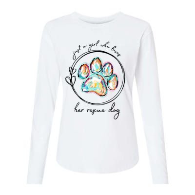 Just A Girl Who Loves Her Rescue Dog Gift Womens Cotton Relaxed Long Sleeve T-Shirt