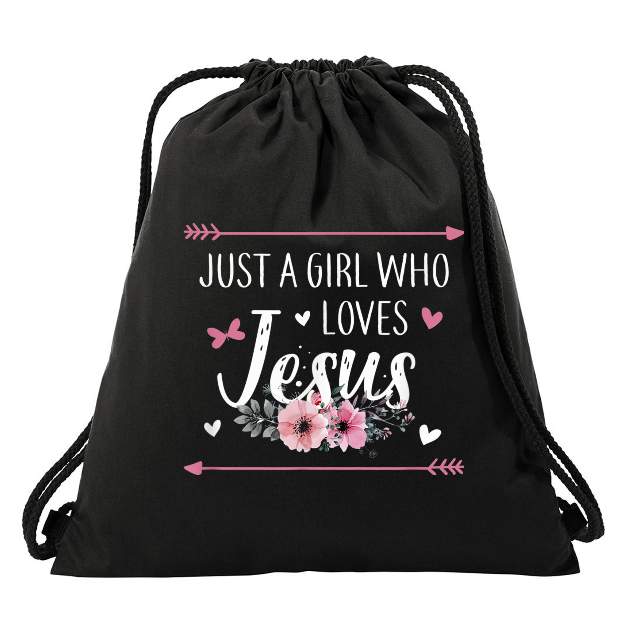 Just A Girl Who Loves Jesus Religious Christian Drawstring Bag