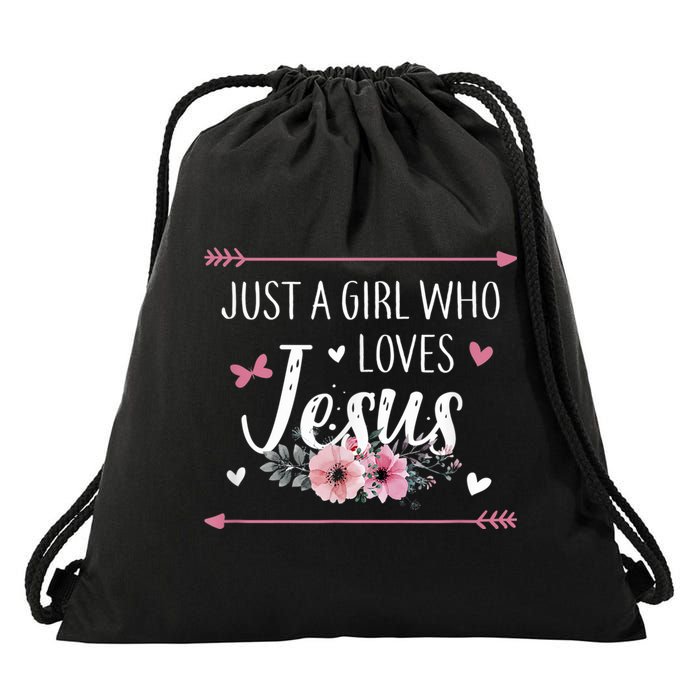 Just A Girl Who Loves Jesus Religious Christian Drawstring Bag