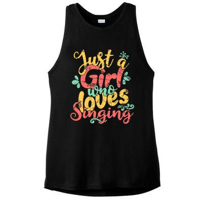 Just A Girl Who Loves Singing Gift Ladies PosiCharge Tri-Blend Wicking Tank