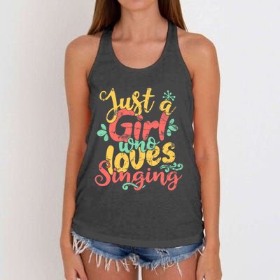 Just A Girl Who Loves Singing Gift Women's Knotted Racerback Tank