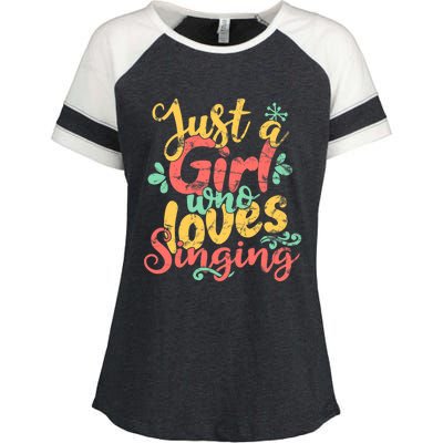 Just A Girl Who Loves Singing Gift Enza Ladies Jersey Colorblock Tee