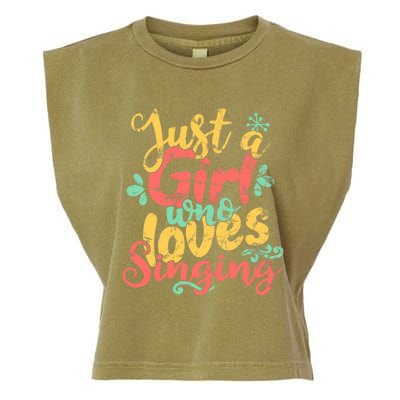 Just A Girl Who Loves Singing Gift Garment-Dyed Women's Muscle Tee