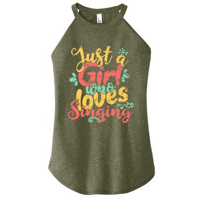 Just A Girl Who Loves Singing Gift Women’s Perfect Tri Rocker Tank