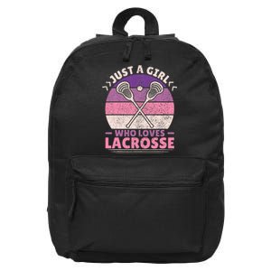 Just A Girl Who Loves Lacrosse Player Lax Lovers Lacrosse 16 in Basic Backpack