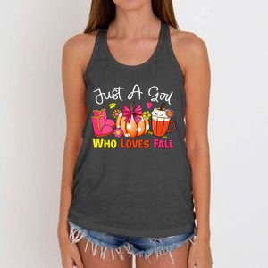 Just A Girl Who Loves Fall Pumpkin Spice Latte Thanksgiving Women's Knotted Racerback Tank