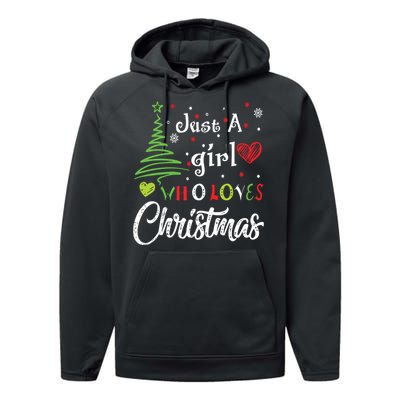 Just A Girl Who Loves Christmas Funny Design Performance Fleece Hoodie