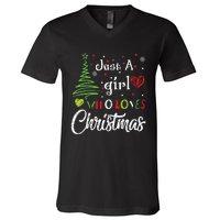 Just A Girl Who Loves Christmas Funny Design V-Neck T-Shirt