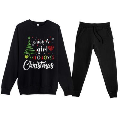 Just A Girl Who Loves Christmas Funny Design Premium Crewneck Sweatsuit Set