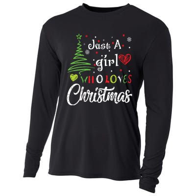 Just A Girl Who Loves Christmas Funny Design Cooling Performance Long Sleeve Crew