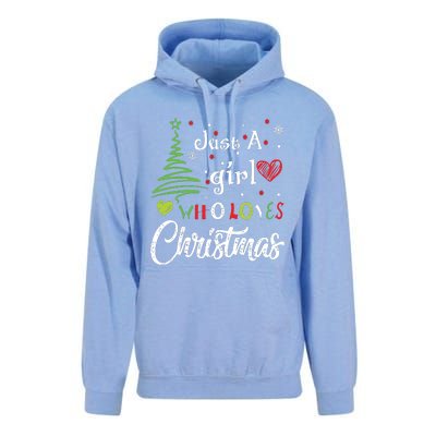 Just A Girl Who Loves Christmas Funny Design Unisex Surf Hoodie