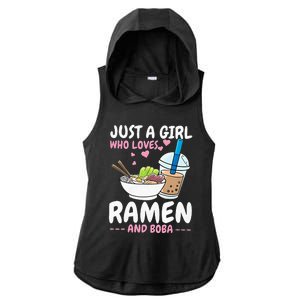 Just A Girl Who Loves Ramen And Boba Bubble Tea Tea Japanese Ladies PosiCharge Tri-Blend Wicking Draft Hoodie Tank