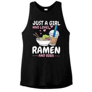 Just A Girl Who Loves Ramen And Boba Bubble Tea Tea Japanese Ladies PosiCharge Tri-Blend Wicking Tank