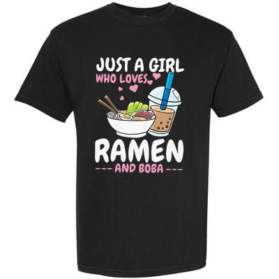 Just A Girl Who Loves Ramen And Boba Bubble Tea Tea Japanese Garment-Dyed Heavyweight T-Shirt