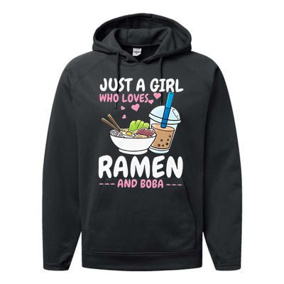 Just A Girl Who Loves Ramen And Boba Bubble Tea Tea Japanese Performance Fleece Hoodie