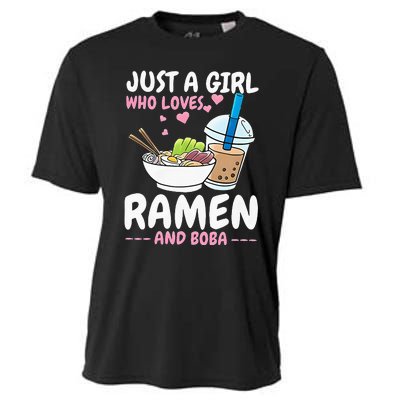 Just A Girl Who Loves Ramen And Boba Bubble Tea Tea Japanese Cooling Performance Crew T-Shirt