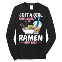 Just A Girl Who Loves Ramen And Boba Bubble Tea Tea Japanese Long Sleeve Shirt