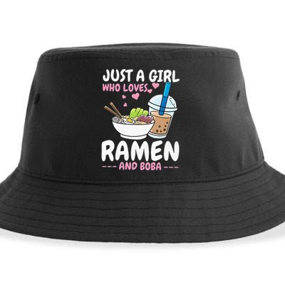 Just A Girl Who Loves Ramen And Boba Bubble Tea Tea Japanese Sustainable Bucket Hat