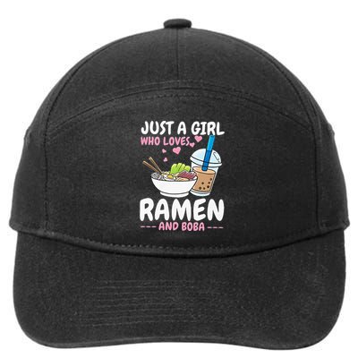 Just A Girl Who Loves Ramen And Boba Bubble Tea Tea Japanese 7-Panel Snapback Hat