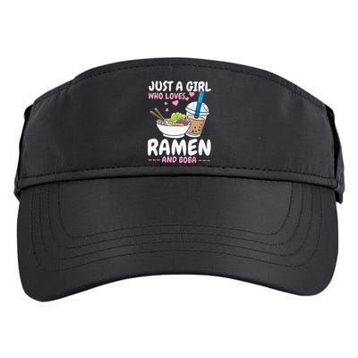 Just A Girl Who Loves Ramen And Boba Bubble Tea Tea Japanese Adult Drive Performance Visor