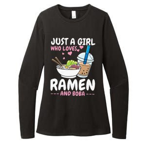 Just A Girl Who Loves Ramen And Boba Bubble Tea Tea Japanese Womens CVC Long Sleeve Shirt