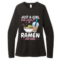 Just A Girl Who Loves Ramen And Boba Bubble Tea Tea Japanese Womens CVC Long Sleeve Shirt