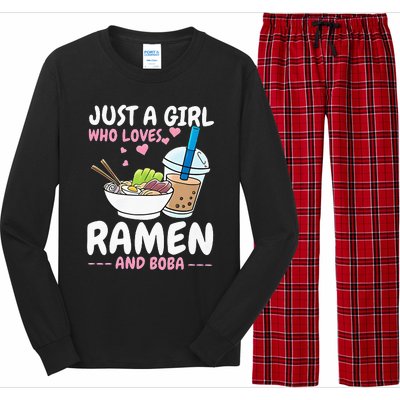 Just A Girl Who Loves Ramen And Boba Bubble Tea Tea Japanese Long Sleeve Pajama Set