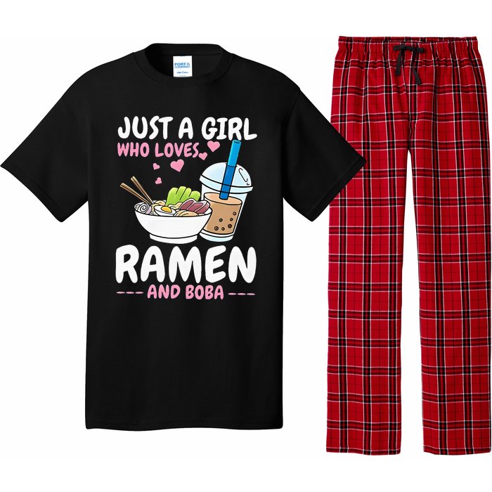 Just A Girl Who Loves Ramen And Boba Bubble Tea Tea Japanese Pajama Set