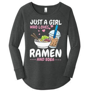 Just A Girl Who Loves Ramen And Boba Bubble Tea Tea Japanese Women's Perfect Tri Tunic Long Sleeve Shirt