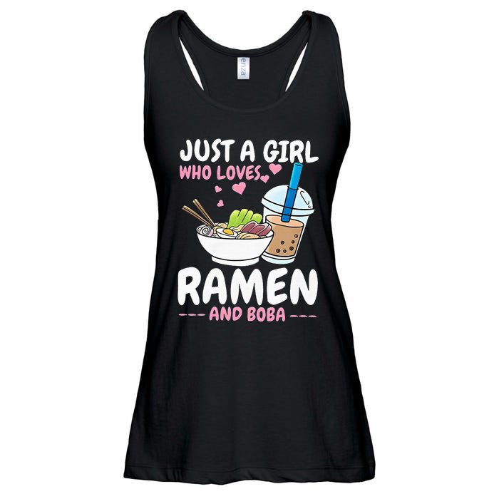 Just A Girl Who Loves Ramen And Boba Bubble Tea Tea Japanese Ladies Essential Flowy Tank