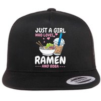 Just A Girl Who Loves Ramen And Boba Bubble Tea Tea Japanese Flat Bill Trucker Hat