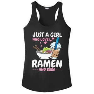 Just A Girl Who Loves Ramen And Boba Bubble Tea Tea Japanese Ladies PosiCharge Competitor Racerback Tank