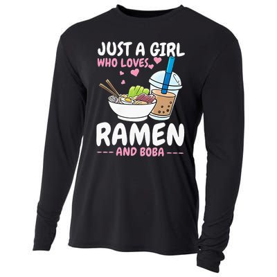 Just A Girl Who Loves Ramen And Boba Bubble Tea Tea Japanese Cooling Performance Long Sleeve Crew