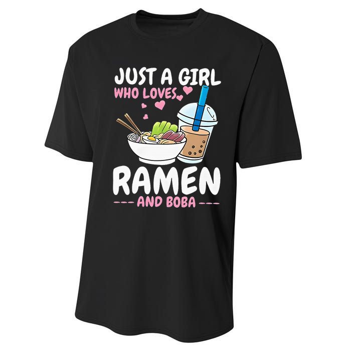 Just A Girl Who Loves Ramen And Boba Bubble Tea Tea Japanese Performance Sprint T-Shirt