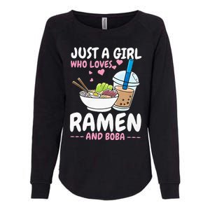 Just A Girl Who Loves Ramen And Boba Bubble Tea Tea Japanese Womens California Wash Sweatshirt