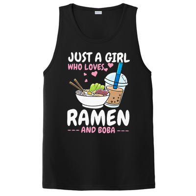 Just A Girl Who Loves Ramen And Boba Bubble Tea Tea Japanese PosiCharge Competitor Tank