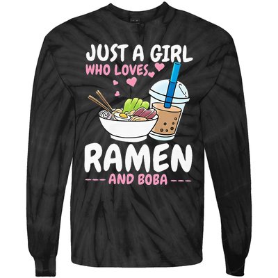 Just A Girl Who Loves Ramen And Boba Bubble Tea Tea Japanese Tie-Dye Long Sleeve Shirt