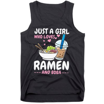 Just A Girl Who Loves Ramen And Boba Bubble Tea Tea Japanese Tank Top