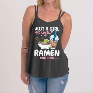 Just A Girl Who Loves Ramen And Boba Bubble Tea Tea Japanese Women's Strappy Tank