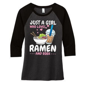 Just A Girl Who Loves Ramen And Boba Bubble Tea Tea Japanese Women's Tri-Blend 3/4-Sleeve Raglan Shirt