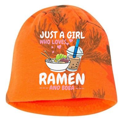 Just A Girl Who Loves Ramen And Boba Bubble Tea Tea Japanese Kati - Camo Knit Beanie