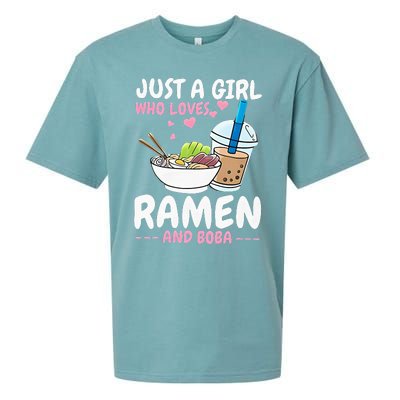 Just A Girl Who Loves Ramen And Boba Bubble Tea Tea Japanese Sueded Cloud Jersey T-Shirt