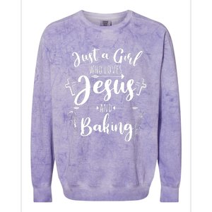 Just A Girl Who Loves Jesus And Baking Funny Christian Colorblast Crewneck Sweatshirt