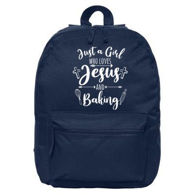 Just A Girl Who Loves Jesus And Baking Funny Christian 16 in Basic Backpack