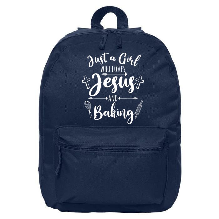 Just A Girl Who Loves Jesus And Baking Funny Christian 16 in Basic Backpack