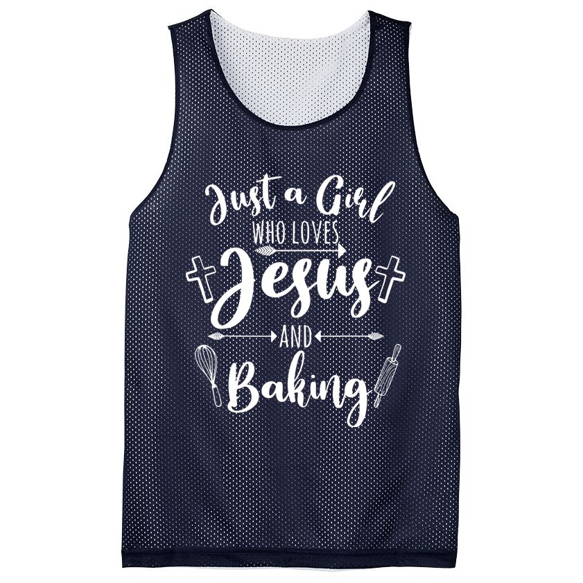 Just A Girl Who Loves Jesus And Baking Funny Christian Mesh Reversible Basketball Jersey Tank