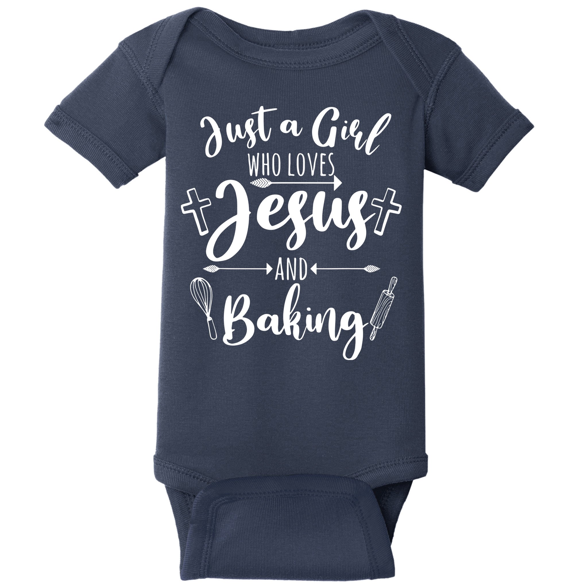 Just A Girl Who Loves Jesus And Baking Funny Christian Baby Bodysuit