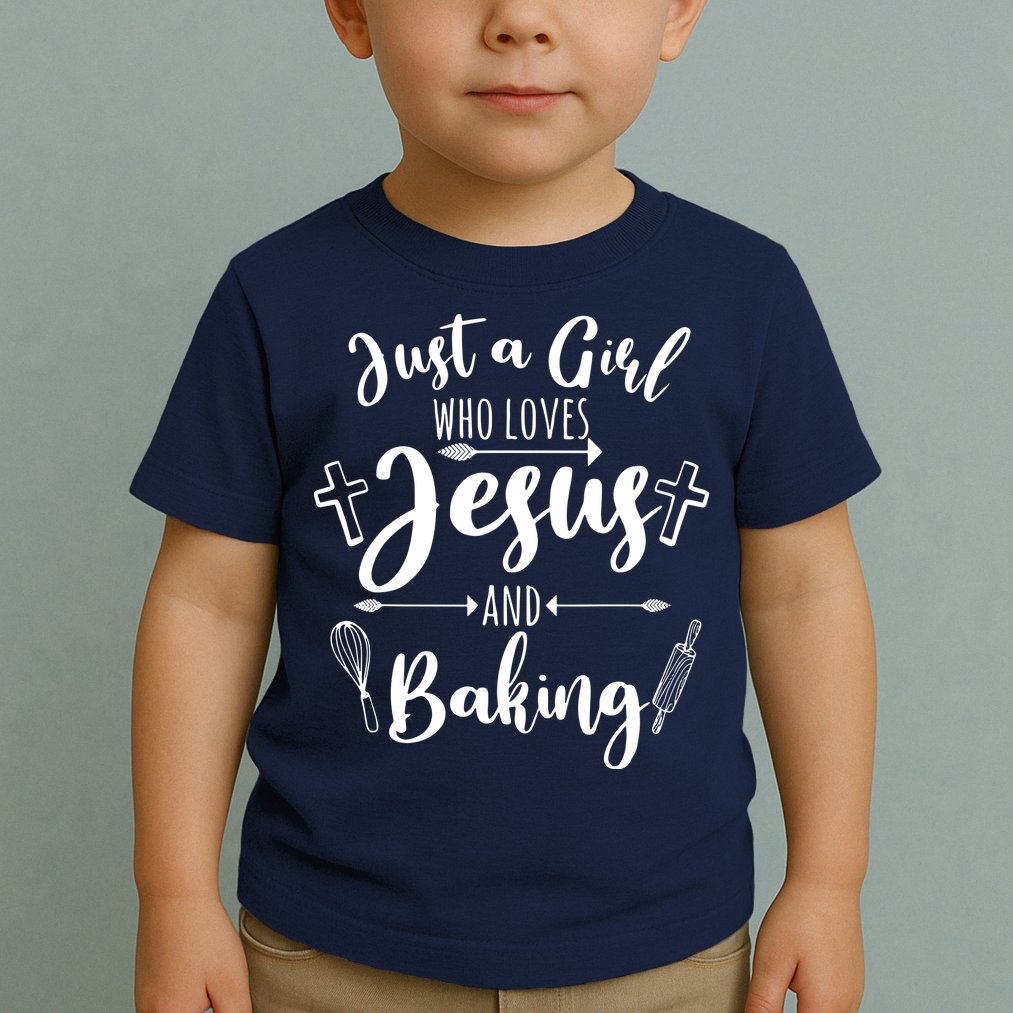 Just A Girl Who Loves Jesus And Baking Funny Christian Toddler T-Shirt